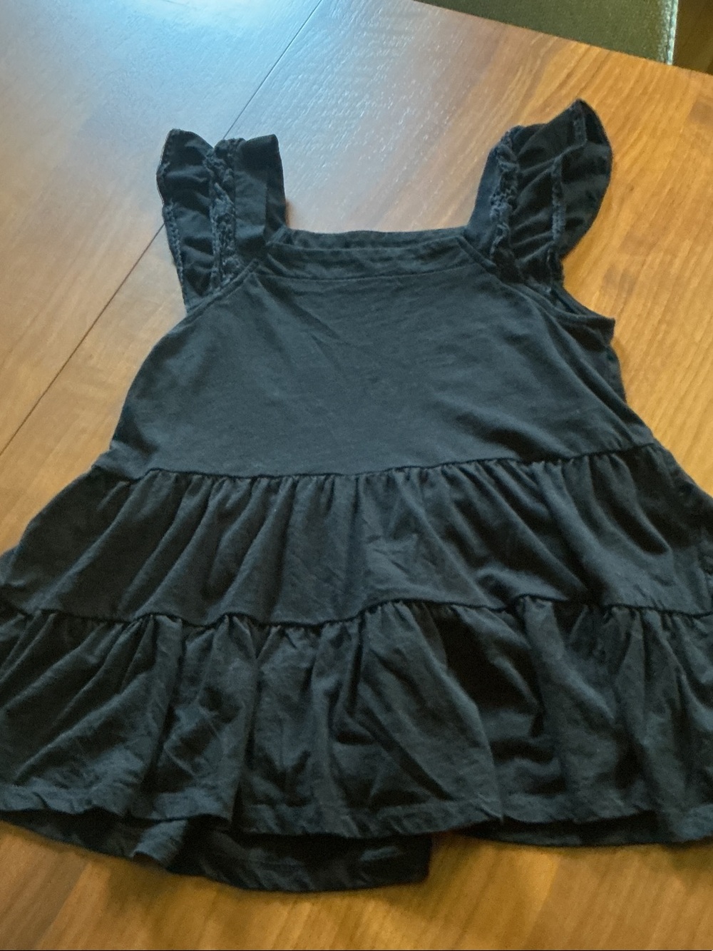 Time and Tru XS black cotton ruffle tiered sleeveless top